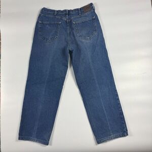 Lee Jeans Mens 34x34 Blue Denim Low Waist Medium Wash Relaxed Fit Straight Leg